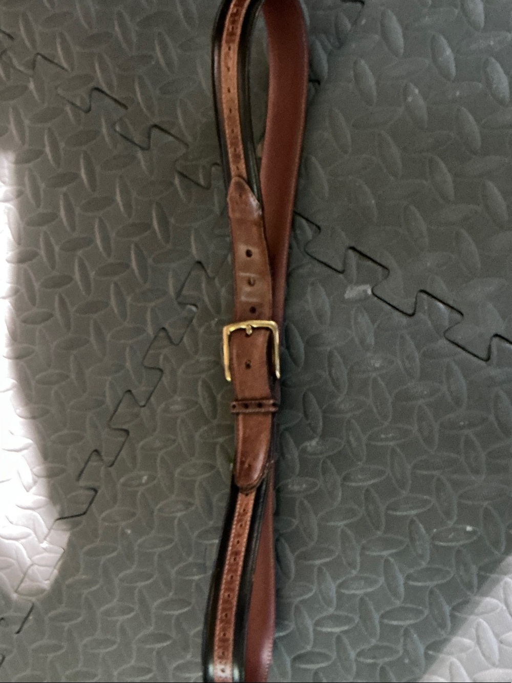 Johnston & Murphy Brown Leather Adjustable Strap with Brass Buckle